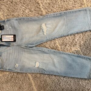 Light Blue Distressed Women’s Straight Leg Jeans